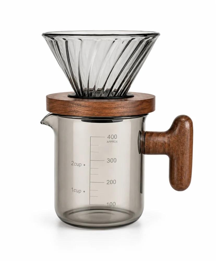 طقم تحضير قهوة زجاجي 400 مل | 400ml Glass Coffee Dripper Set