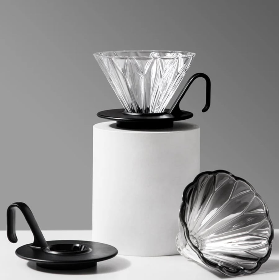 قمع زيرو هيرو زجاجي 01 مع قاعدة اكريلك ZEROHERO PRISMA GLASS COFFEE DRIPPER