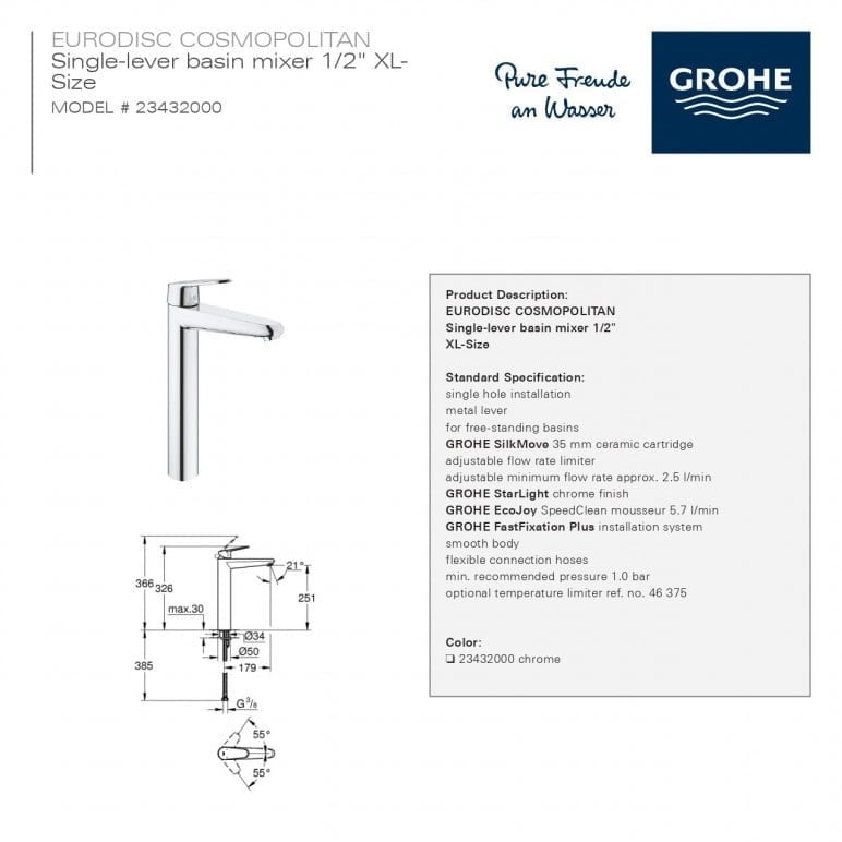 خلاط مغسلة عالي يورو ديسك جروهي GROHE