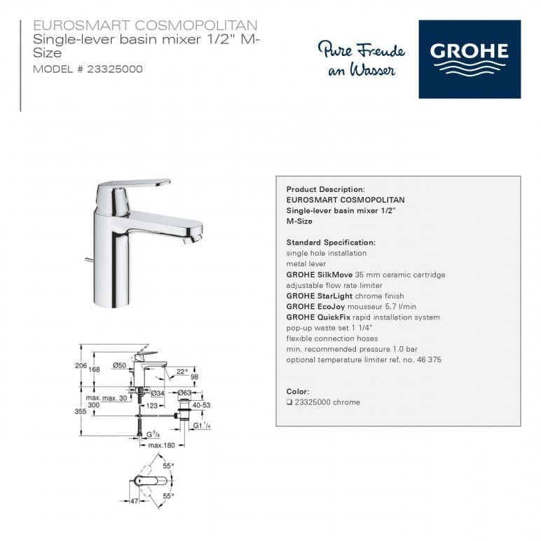 خلاط مغسلة يورو كوزمو جروهي GROHE