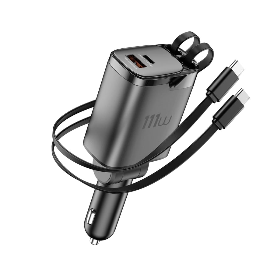 شاحن سيارة سريع Helix Pro بقوة 111 واط بمنفذي USB-A وC Wi-CC034