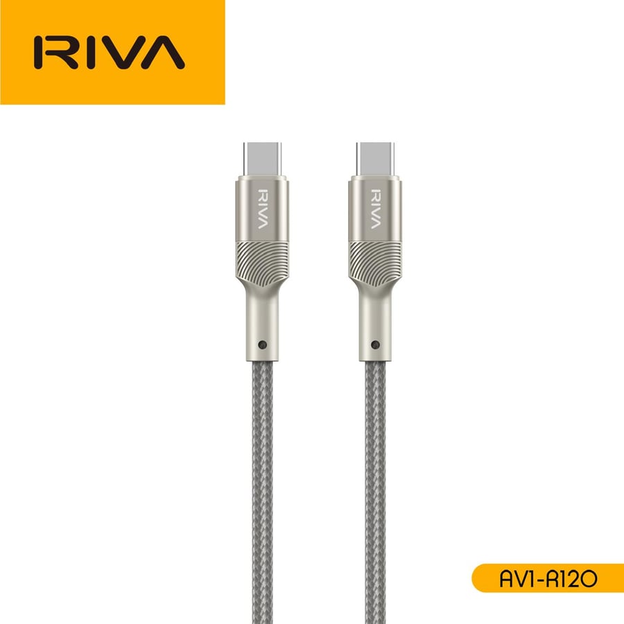 كيبل RIVA USB-C إلى USB-C 60W بطول 1.2 متر نايلون مضفر للشحن السريع ون