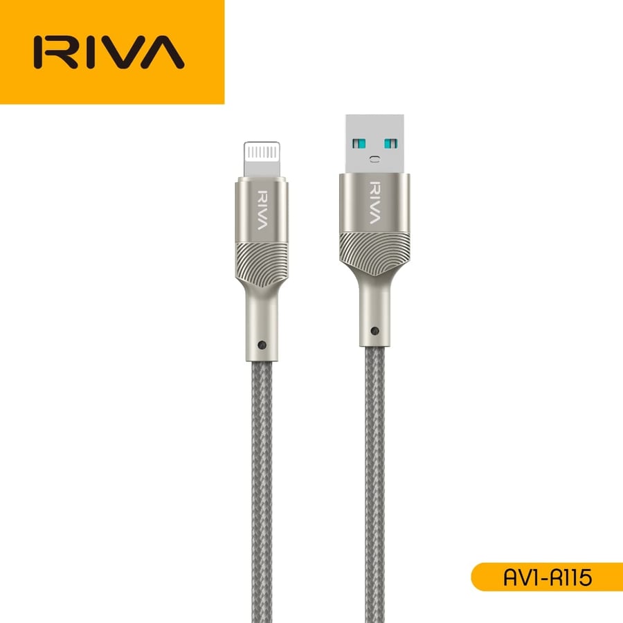 كيبل RIVA USB-A إلى Lightning بطول 1.2 متر نايلون مضفر للشحن السريع ون