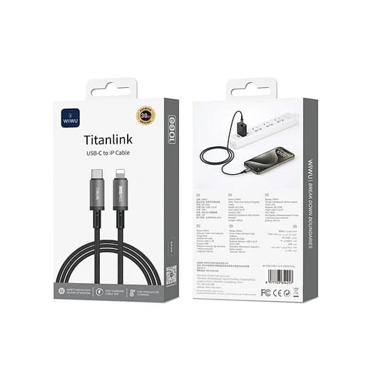 كابل شحن سلسلة Titanlink بقدرة 30 واط بطول 1 متر Wi C056 C-L