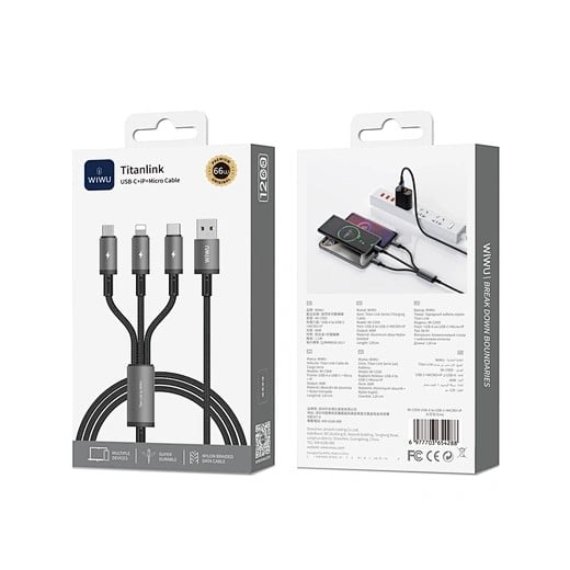 كابل شحن سلسلة Titanlink بقدرة 66 واط بطول 1.2 متر Wi C059 WIWU