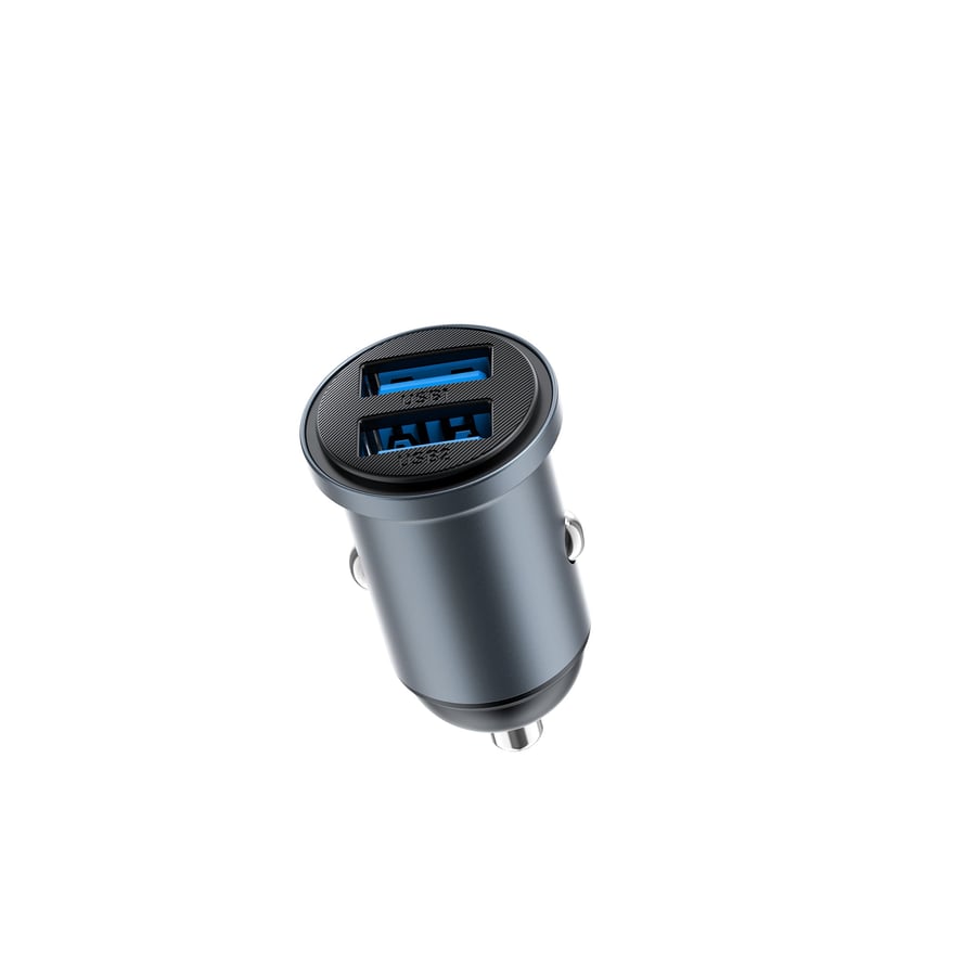 شاحن سيارة سريع Nano Lite بقوة 12 واط بمنفذي USB-A وC Wi-CC031
