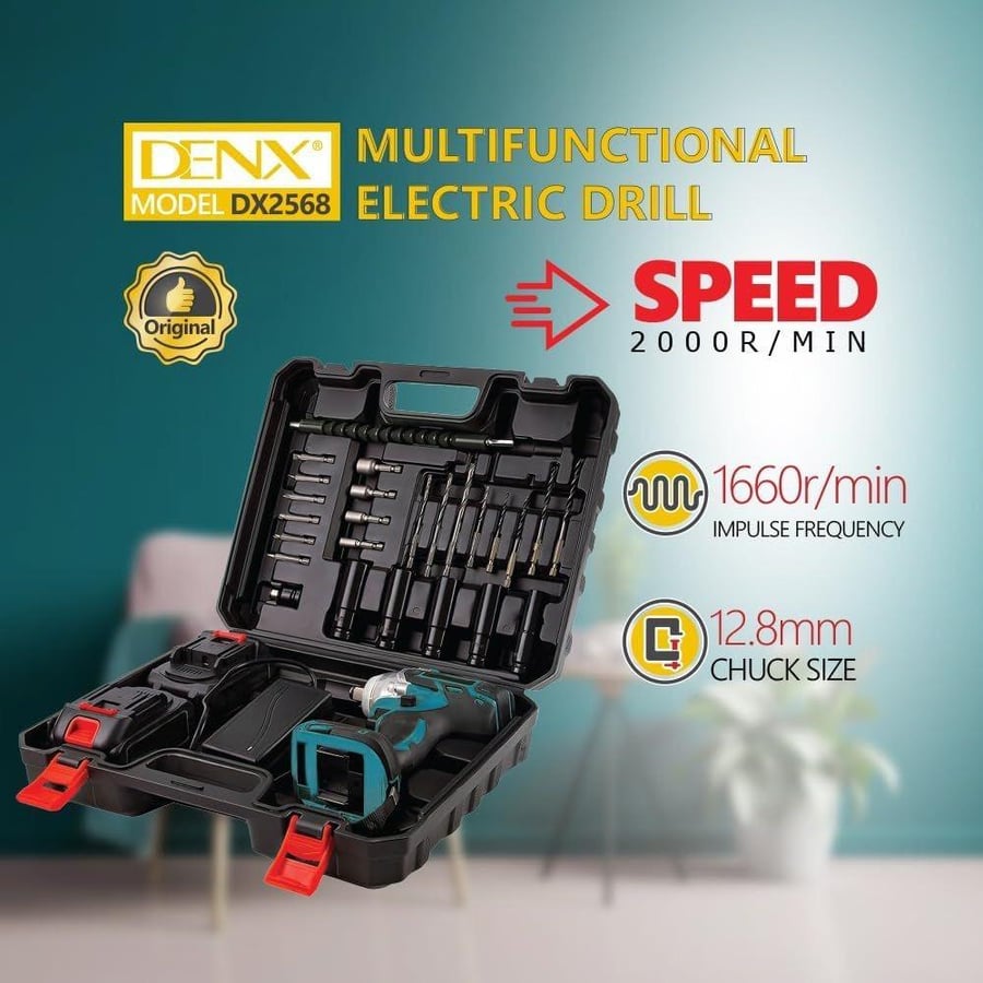 A multi-purpose screwdriver used to remove tires and others, operates with charging, product with two batteries