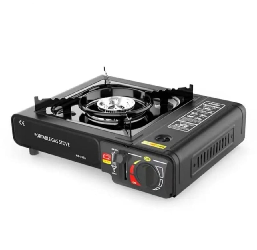 A portable stove for trips comes inside a cardboard box