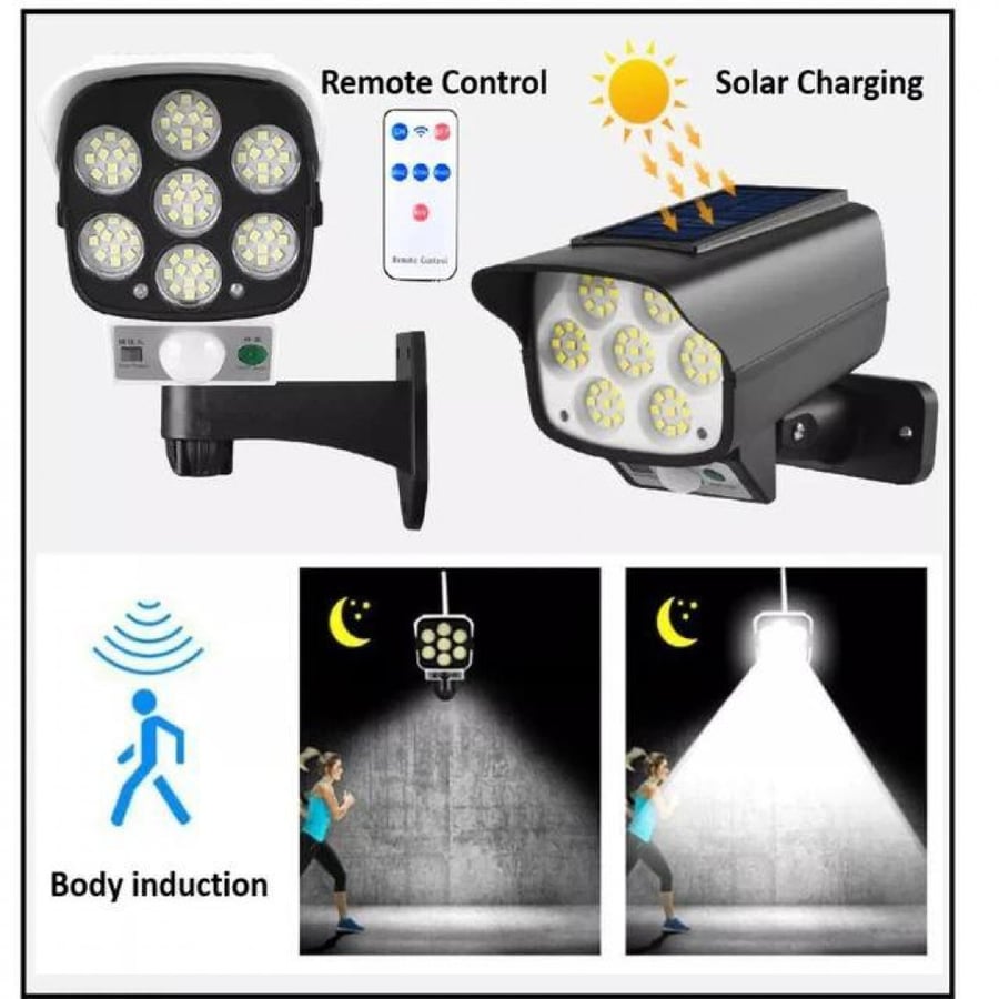 Lighting in the shape of a camera powered by solar energy remote control