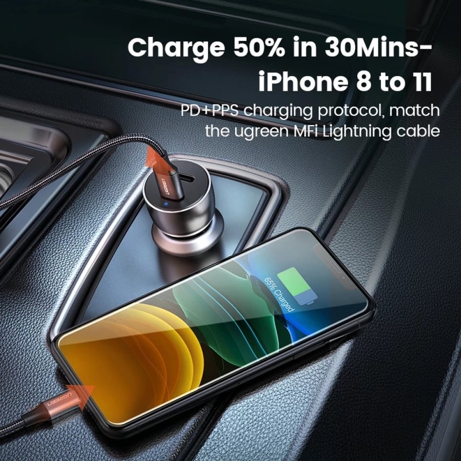 يوجرين | شاحن سيارة سريع جدا مدخلين UGREEN | Very Fast PD Car Charger 6A 36W