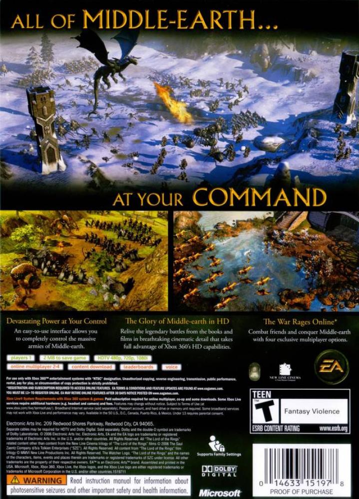 The Lord of the Rings the Battle for Middle Earth (NTSC)