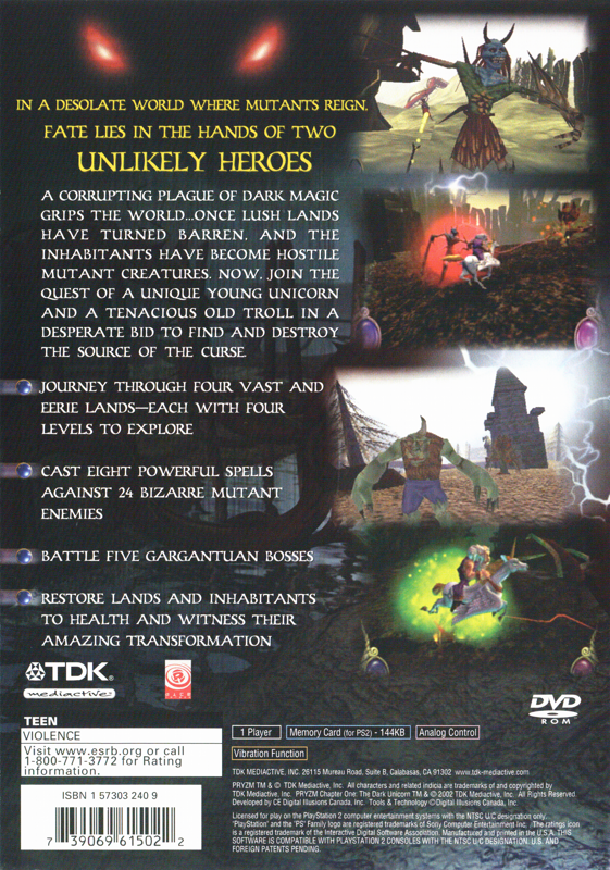 Pryzm Chapter One the Dark Unicorn (NTSC)