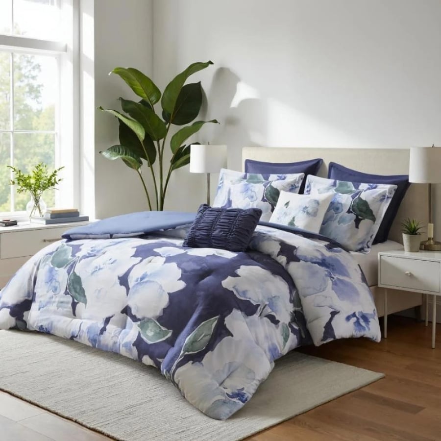 طقم لحاف قطن عضوي مزدوج 10 قطع MADISON PARK مشجر