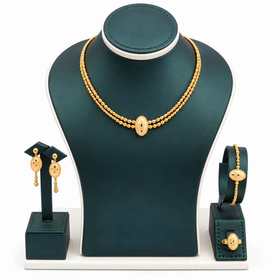 21-karat gold bridal set with a luxurious design, weighing 22.85 grams