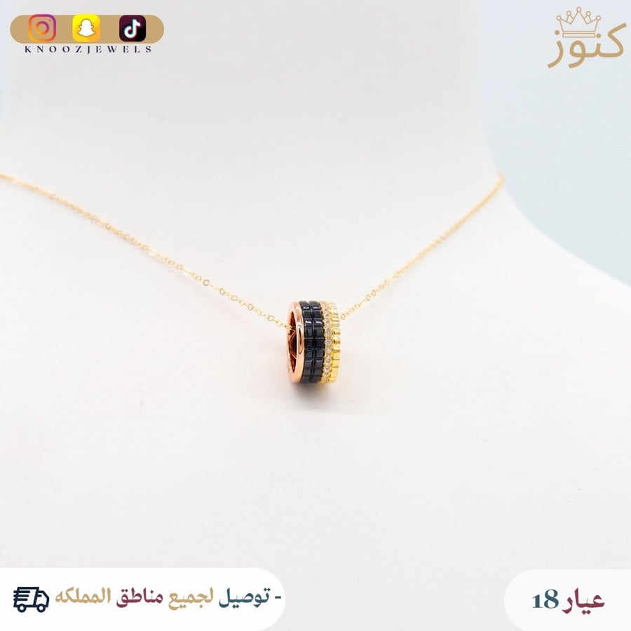 عقد ذهب بلوري لون اسود