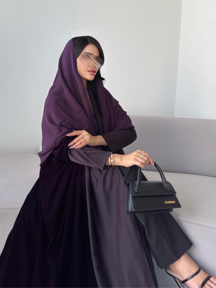 مخمل بنفسجي غامق مع حرير بنفسجي نص بشت