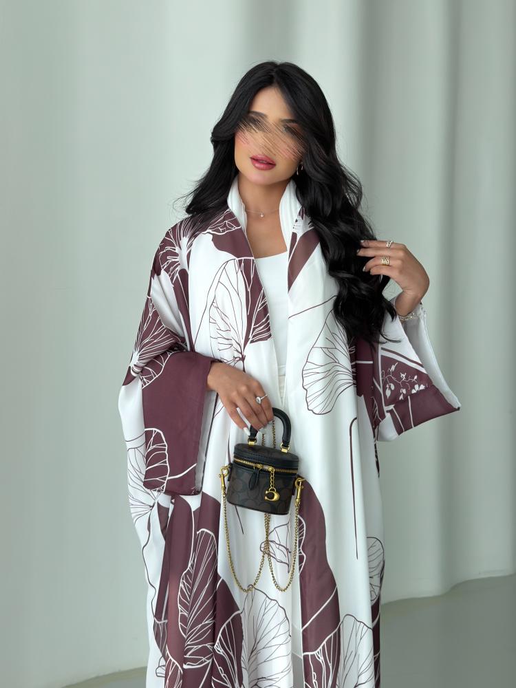 شيفون مبطن نص بشت كويتي بني