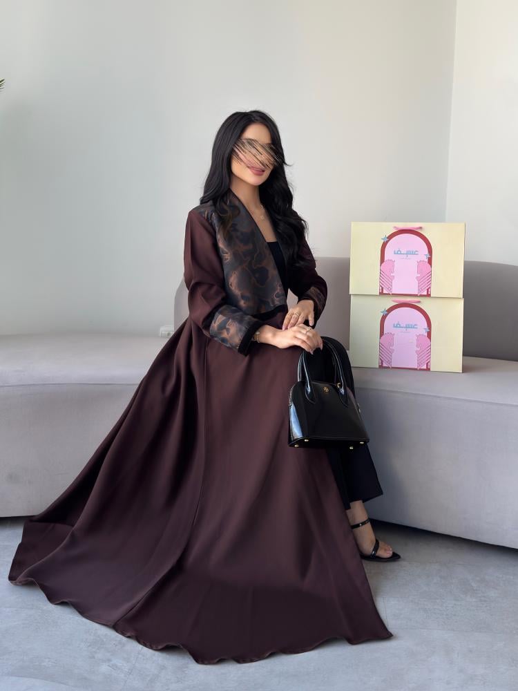 كريب لمار بني مع تدخلات الجاكار البني مع شريطه مخمل ، بليزر رسمي غير مبطن مع كتافيات مخفيه