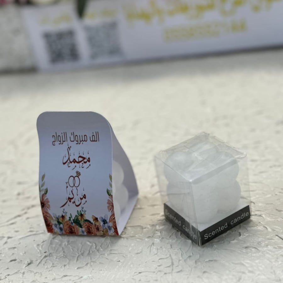 شموع بابلز ميني ابيض للتوزيعات مع الثيم