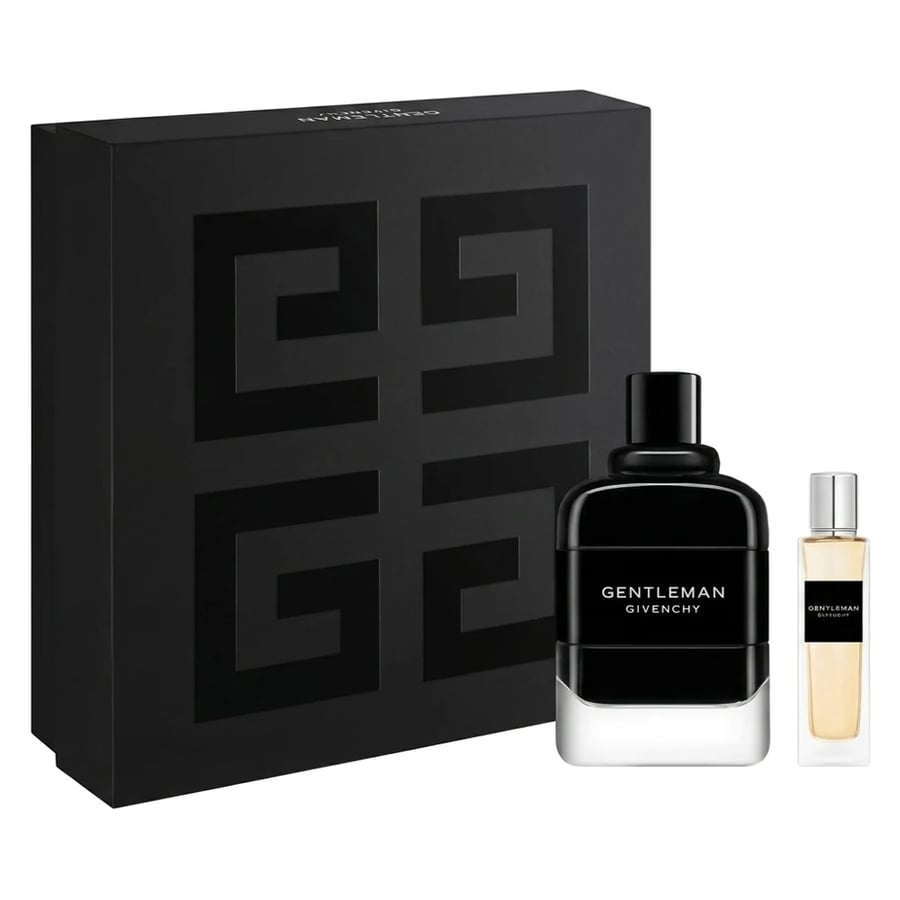 العلبة مع طقم عطر جيفنشي جنتل مان او دو بافيوم 100 مل