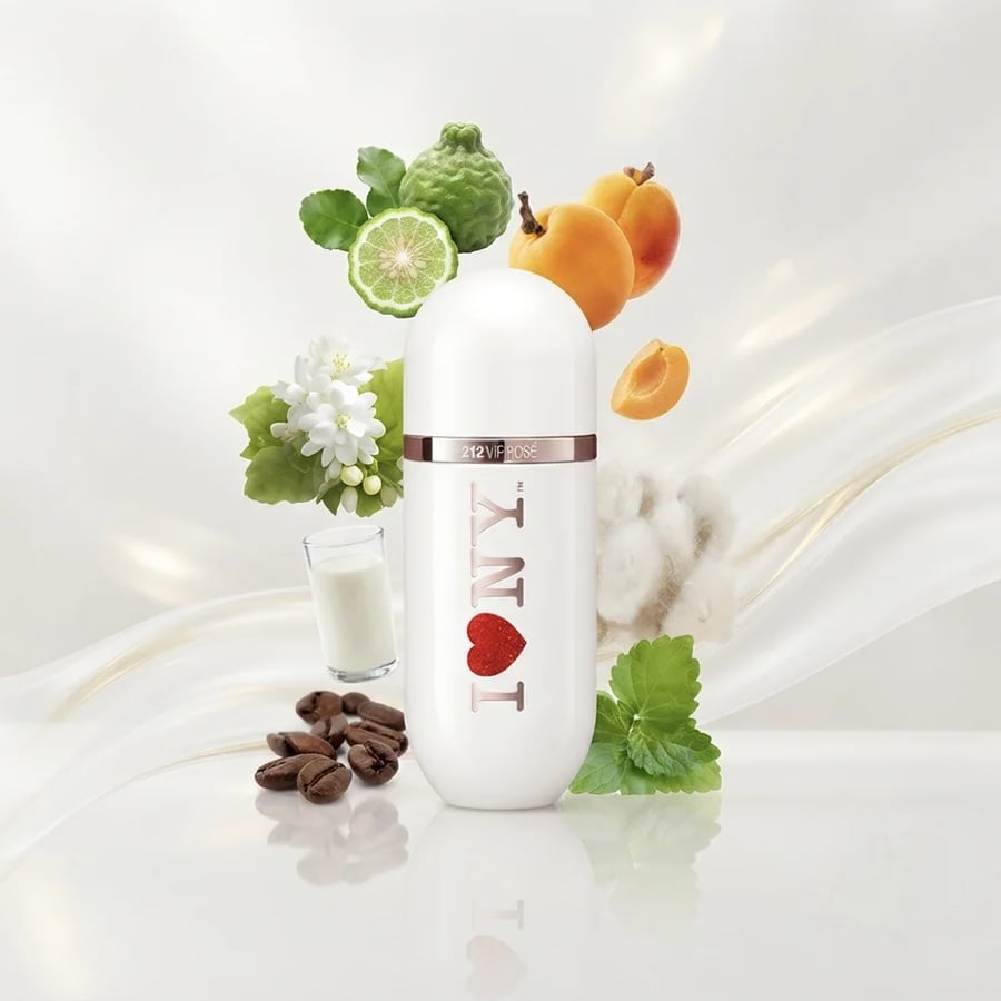 عطر كارولينا هيريرا 212 VIP روز آي لوف نيويورك لمتيد 80 مل مع مكوناته