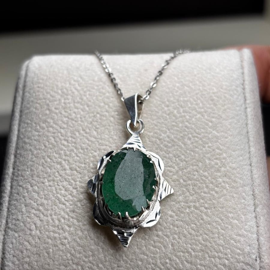 A necklace of natural Zambian emerald stone