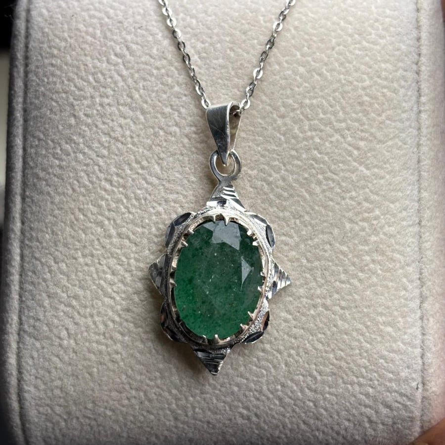 A necklace of natural Zambian emerald stone