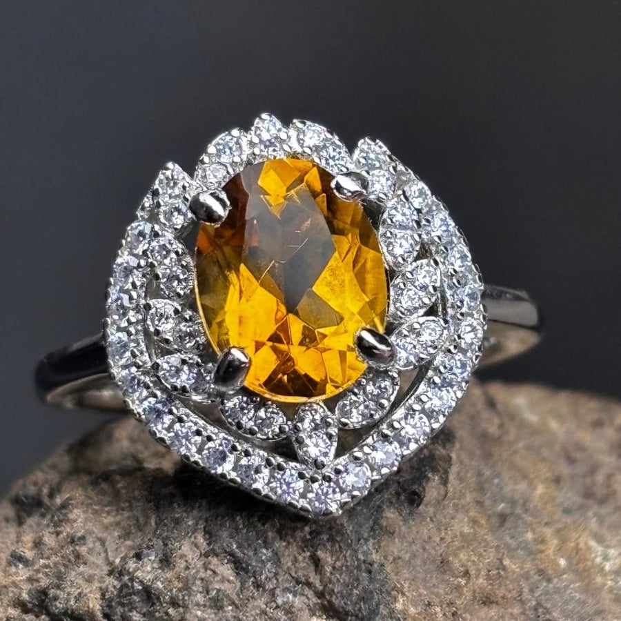A ring of natural citrine stone