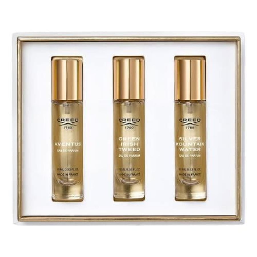 طقم عطور أفينتوس + جرين إيريش تويد + سيلفر ماونتن ووتر من كريد للرجال أو دو برفان 3×10 مل
