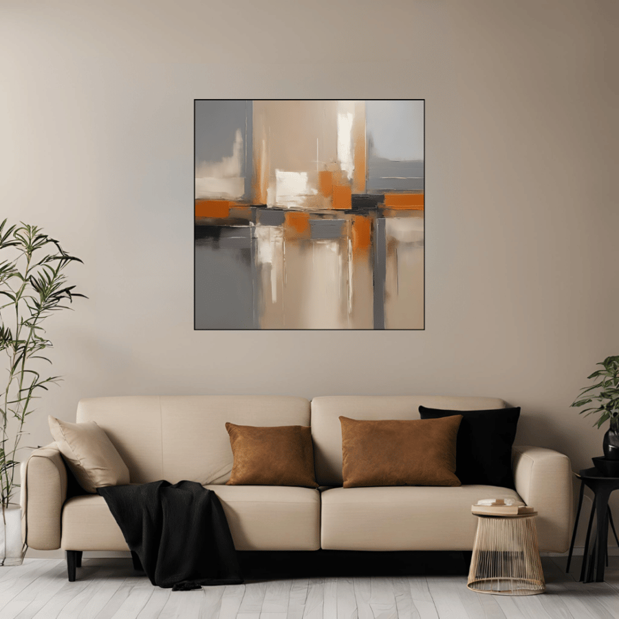Abstract print painting, mirror of the hidden presence