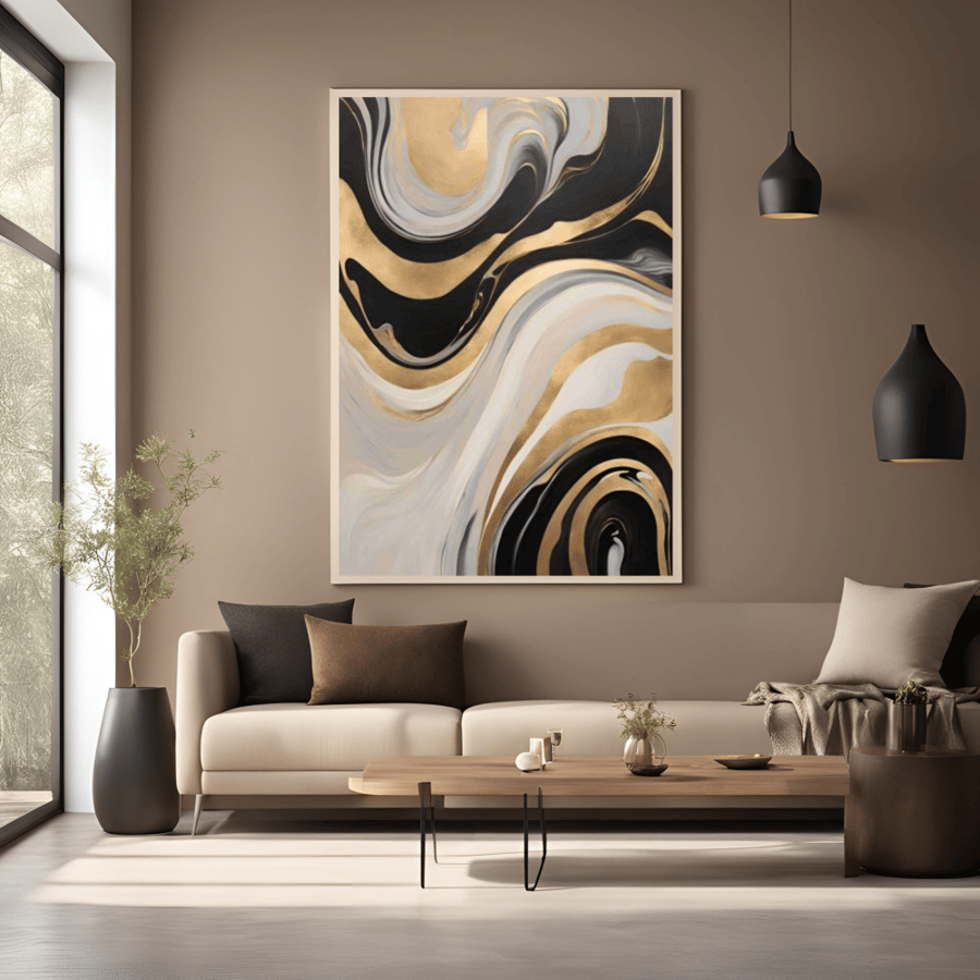 Abstract printing panel, rhythm of golden circles