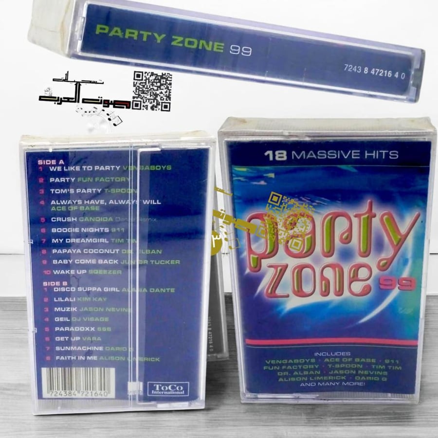 PARTY ZONE 99  7243 8 47216 4 0  SIDE A  1 WE LIKE TO PARTY VENABOYS  PARTY FUN FACTORY  3 TOM'S PARTY T-SPOON  ALWAYS HAVE, ALWAY WILL ACE OF BASE  5 CRUSH CANDIDA D  BOOGIE NIGHTS 911  7 MY DREAMGIRL TIM  8 PAPAYA COCONUT DLBAN  BABY COME BACK JUR TUCKE