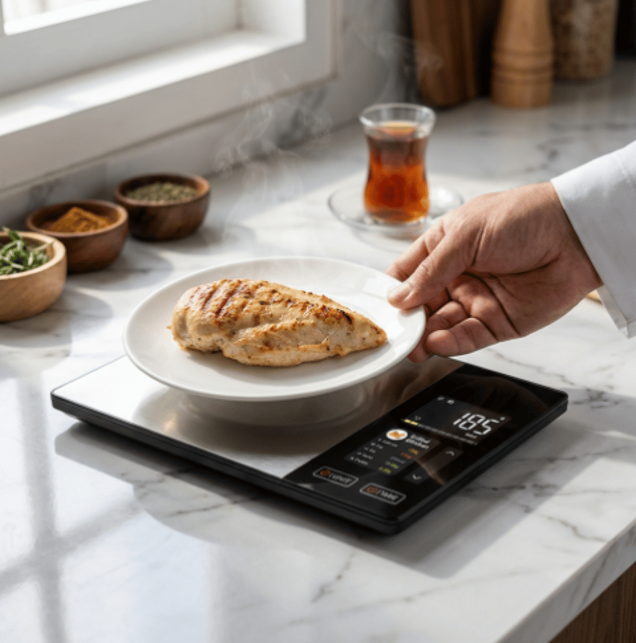 Food analysis scale through mobile application
