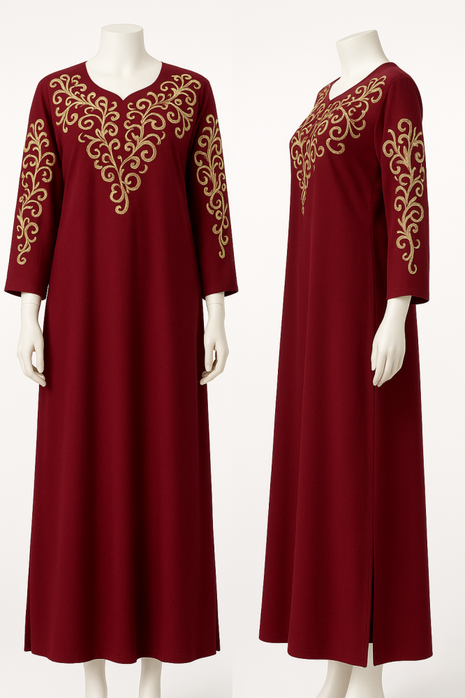 Long home jalabiya, embroidered, soft
