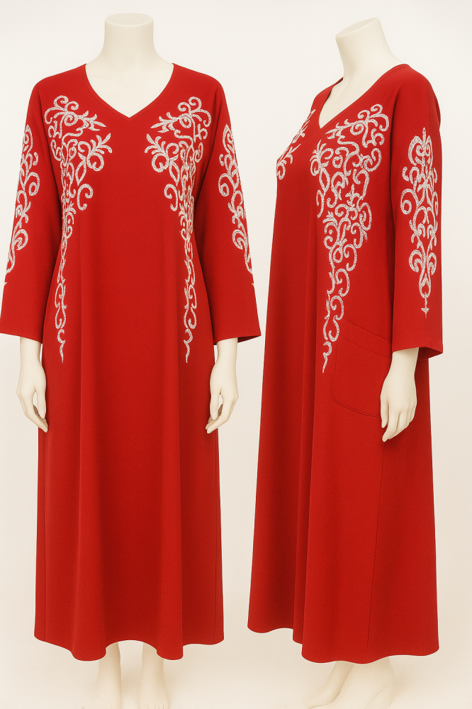 Long home jalabiya, embroidered, soft