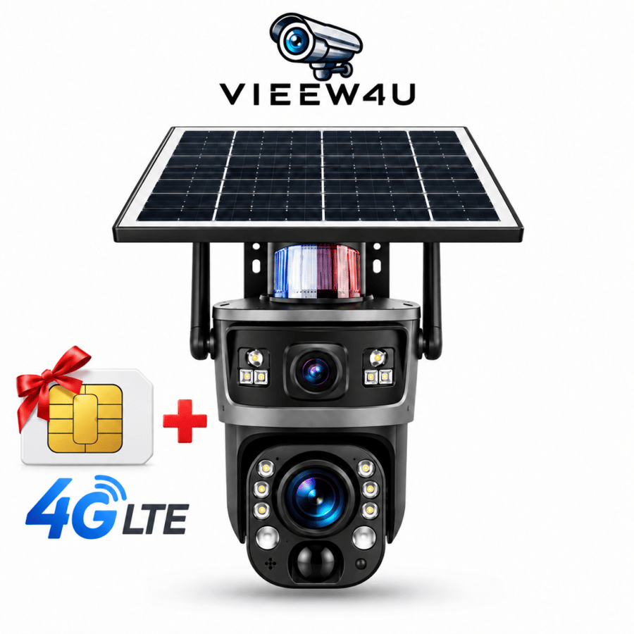 كاميرا مراقبة طاقة شمسية 4g بعدستين ثابتة ومتحركة دقة 4K زوم 48X + شريحة بيانات