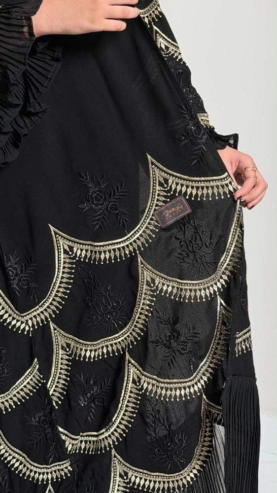 عباية تاج الذهب  عباية كلوش اسود  متجر عبايات MA