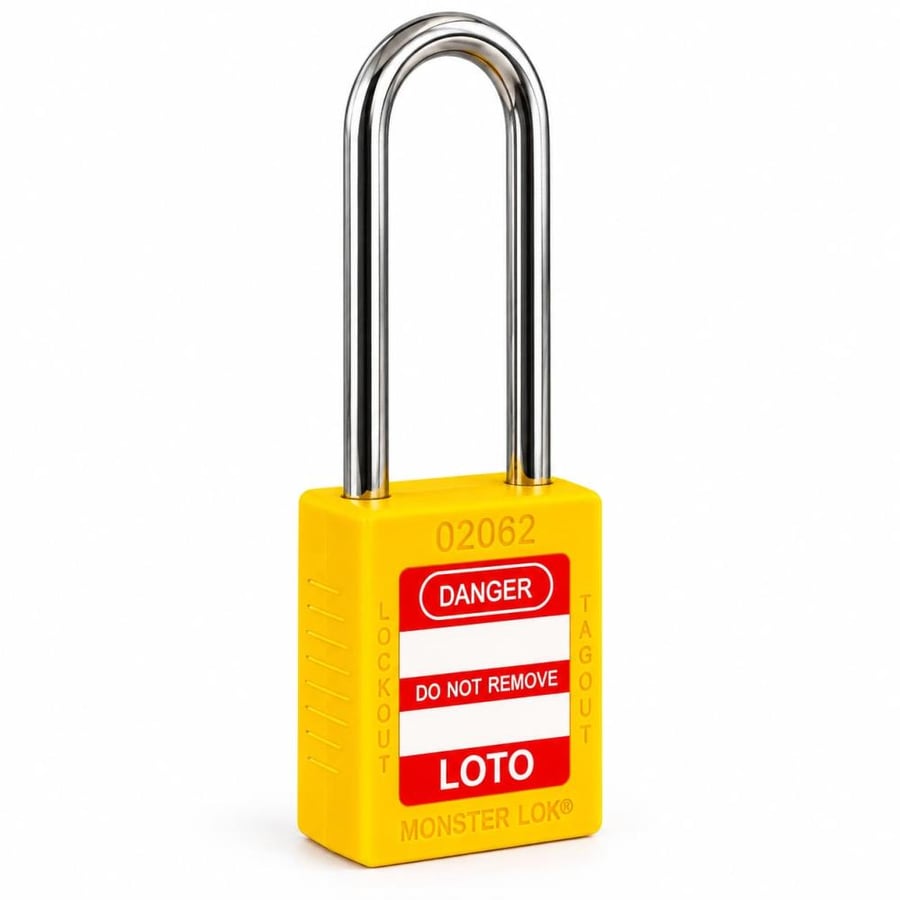 قفل أمان - Safety Padlock ماركة LOTO مونستر لوك بحلقة فولاذ طويلة 80 م