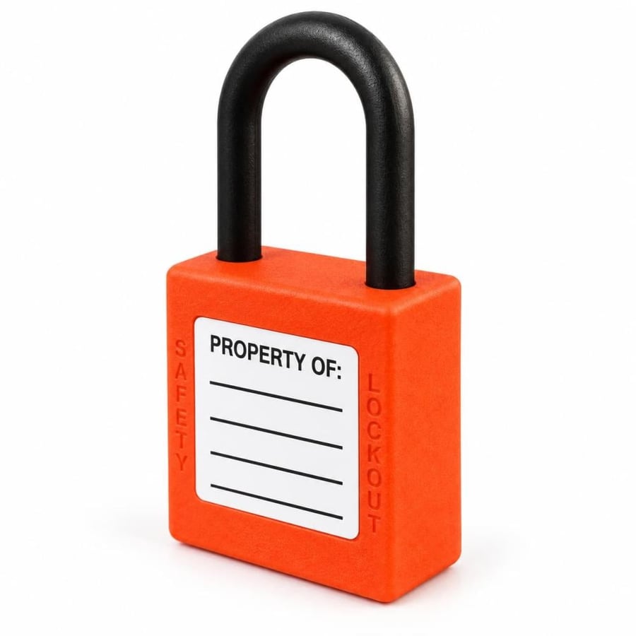 قفل أمان - Safety Padlock بحلقة نايلون قصيرة 38 مم – برتقالي