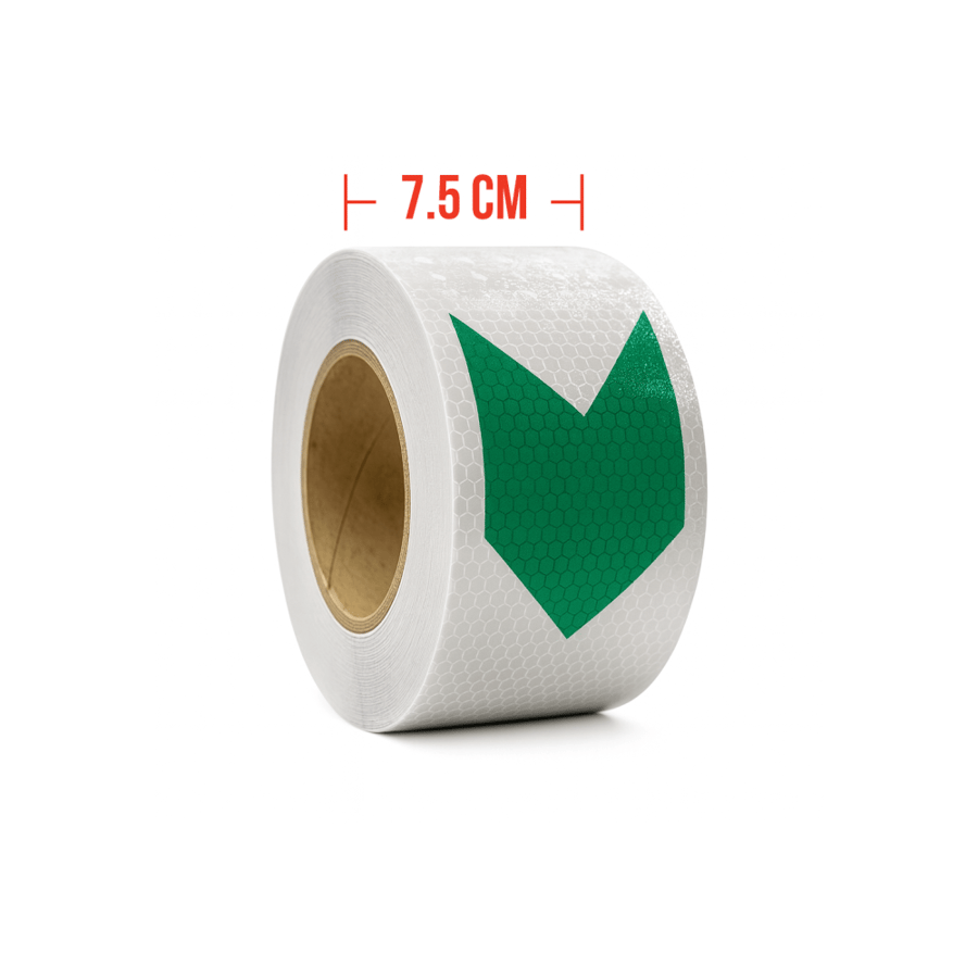 شريط تحذيري لاصق وعاكس للضوء Green Reflective Tape عرض7.5 بوصة وطول 25
