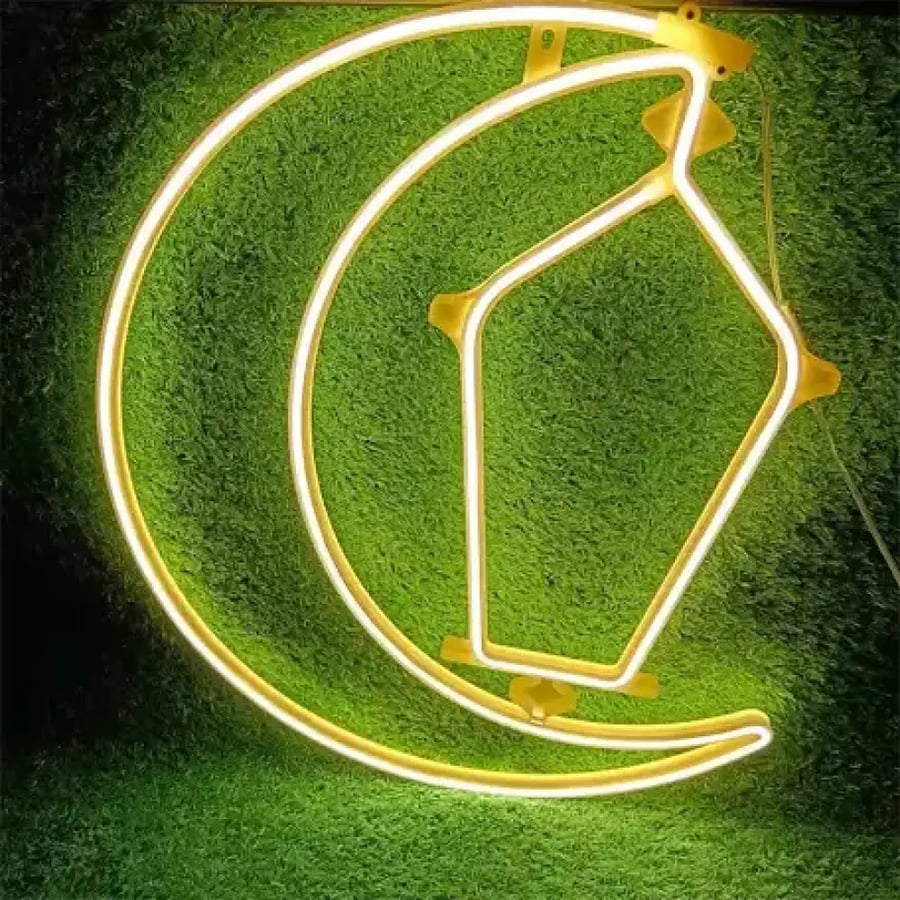 زينة رمضان هلال وفانوس باضاءة LED