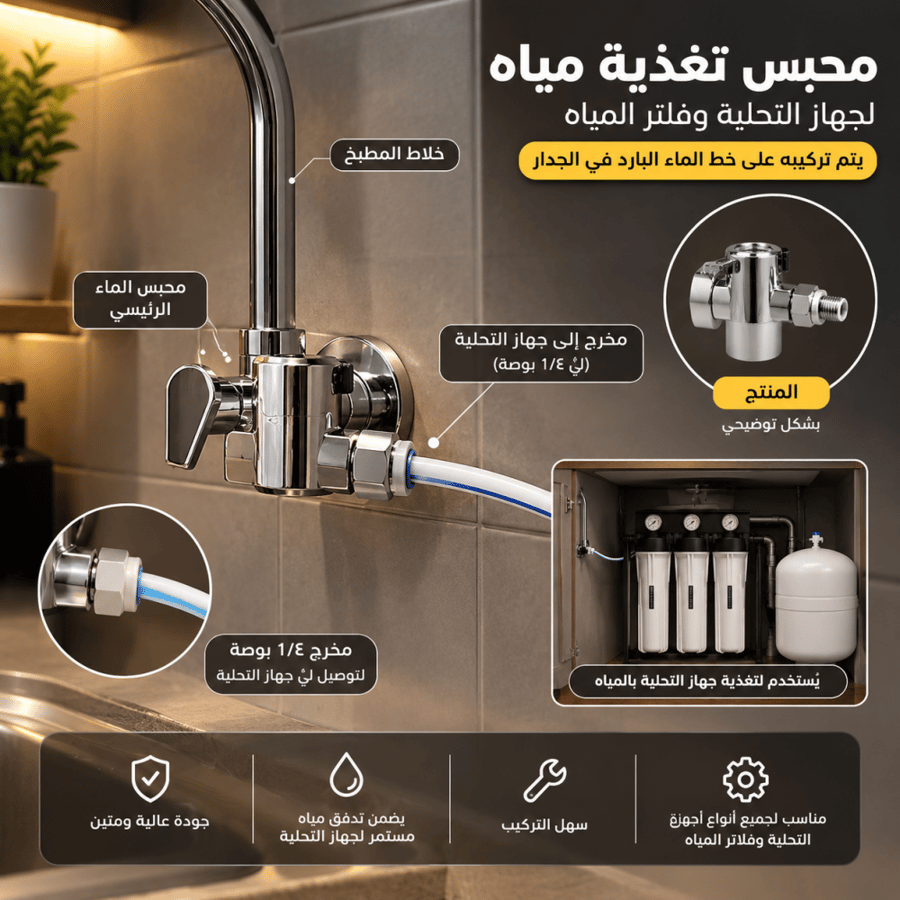قسام كروم لجهاز تحلية المياه 3/4 × 3/4 × 3/8 بوصة