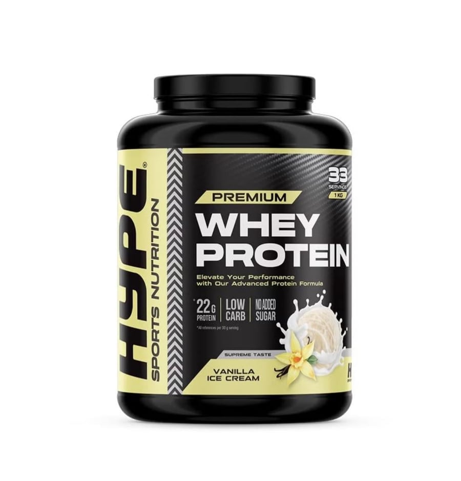 هايب واي شوكلت ميلك شيك و فانيليا ايسكريم و كراميل مملح  1 كيلو HYPE Whey 1KG