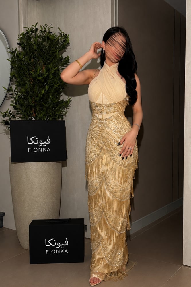 فستان اليورا سهره خرز هدب بطانه باربي رقبه