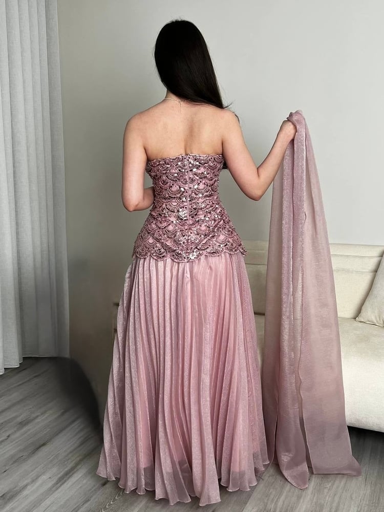 Evening dress Polisa with two-tone shawl