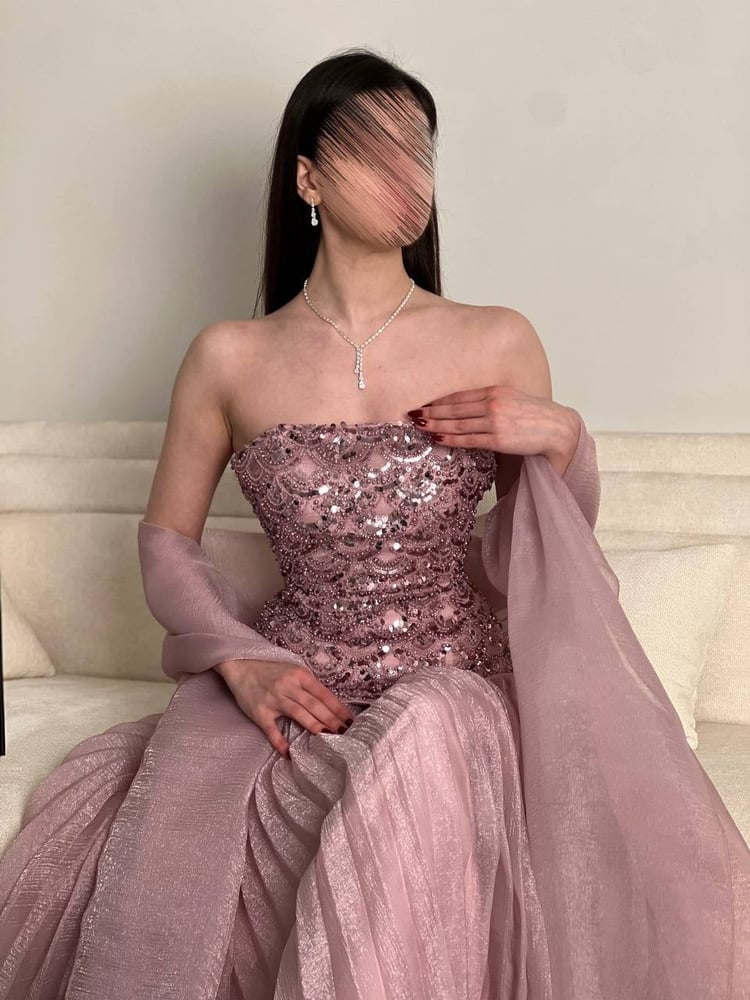 Evening dress Polisa with two-tone shawl