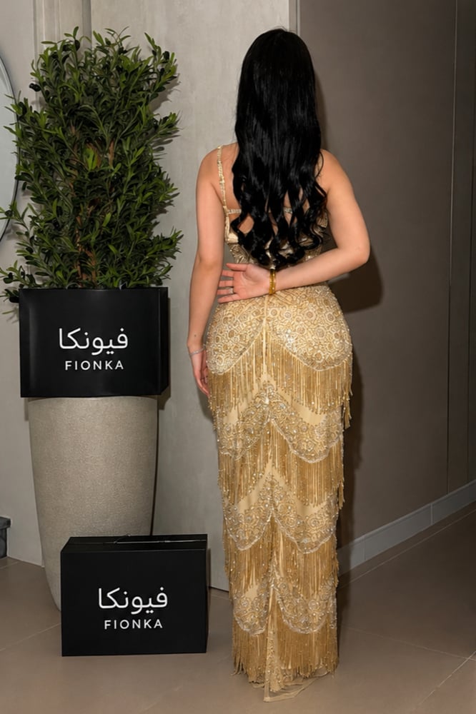 فستان اليورا سهره خرز هدب بطانه باربي رقبه
