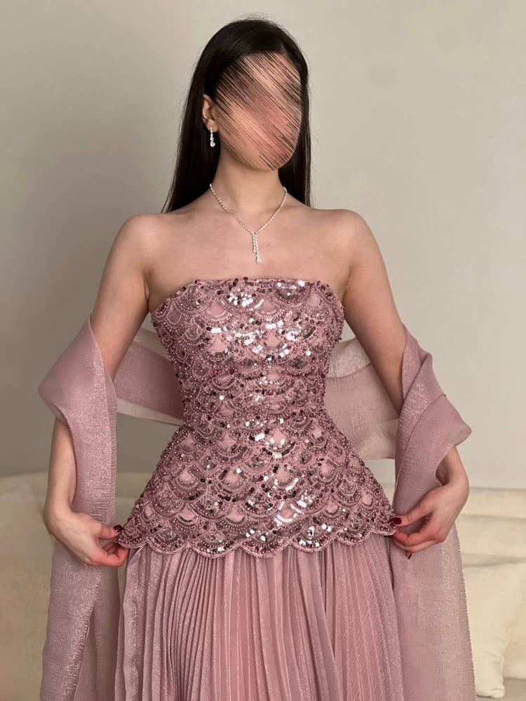 Evening dress Polisa with two-tone shawl