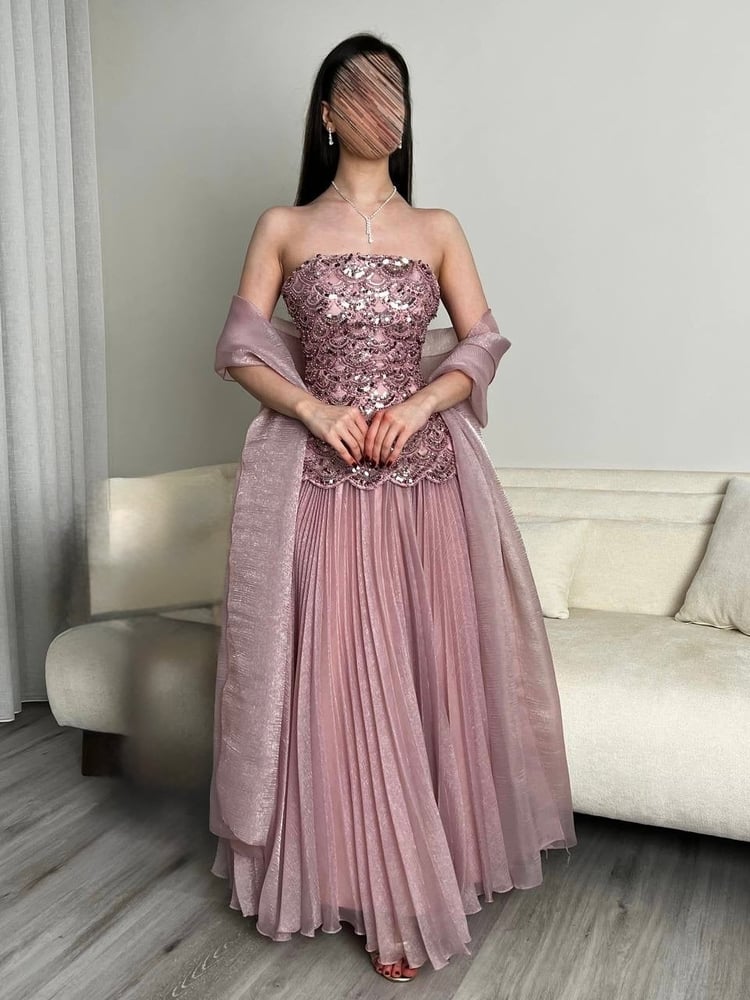Evening dress Polisa with two-tone shawl