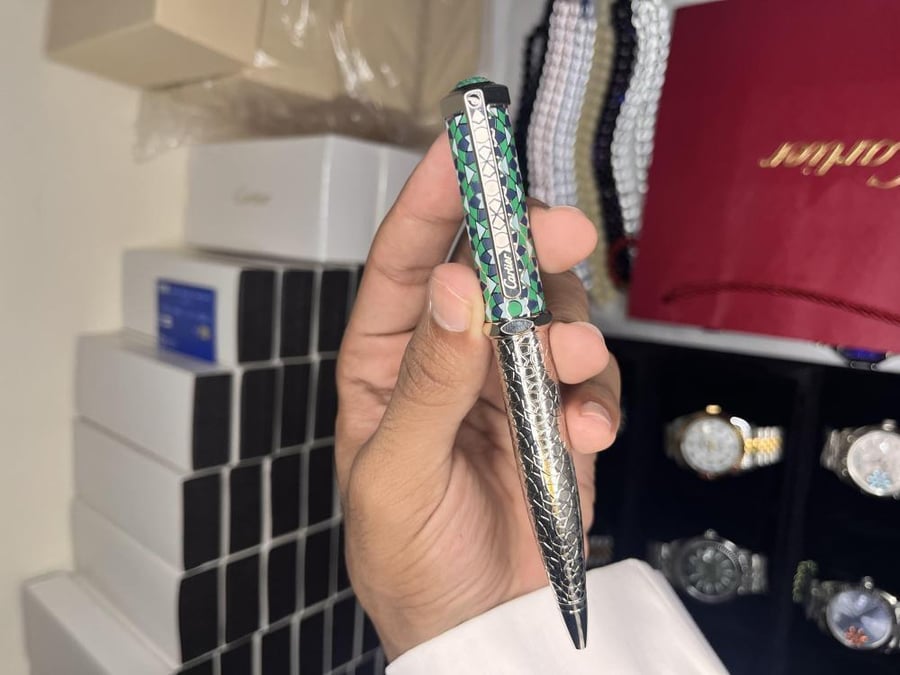 طقم ساعة كاسيو (اسود) دبل تايم وقلم كارتير